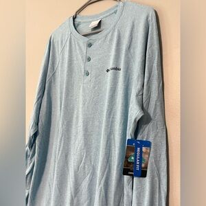 Columbia Light Blue Men’s Henley Long Sleeve Shirt